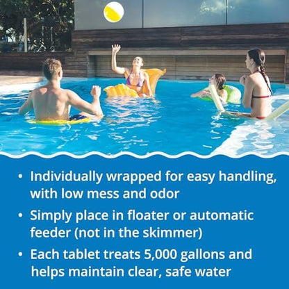 In The Swim 3 Inch Stabilized Chlorine Tablets for Sanitizing Swimming Pools - Individually Wrapped, Slow Dissolving - 90% Available Chlorine - Tri-Chlor - 50 Pounds