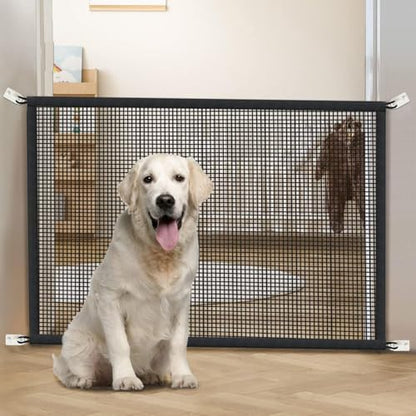 Dog Gate for Stairs Pet Gates for The House: Dogs Screen Mesh Gate for Doorways Stairways Indoor Safety 29 inches Tall, 38 inch Wide