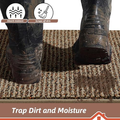 BEQHAUSE Dirt Trapper Door Mat 20" x 32", Non-Slip Washable Doormats Entrance Mat, Dirt Resistant and Absorbent Welcome Mat, Low Profile Floor Mats for Front Back Door and Entryway, Beige