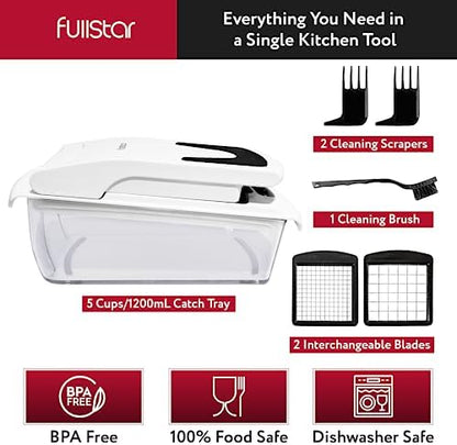 Fullstar The Original Pro Chopper - Vegetable Chopper and Spiralizer, Food Chopper with Container, Fruit Slicer, Kitchen Gadgets & Accessories, Home Essentials (2 in 1, White)