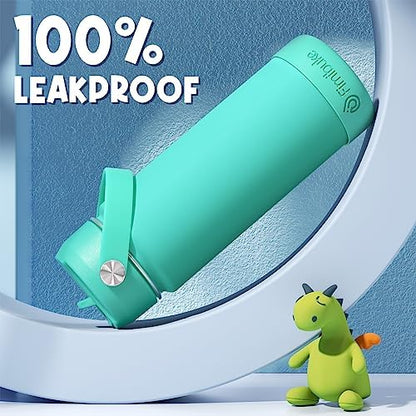 Fimibuke Kids Insulated Water Bottle - 18oz BPA-FREE 18/8 Stainless Steel Kid Cup with Straw Travel Tumbler Leak Proof Double Wall Vacuum Toddler Water Bottle for School Boy Girl（2 Pack, Candy/Bubble）