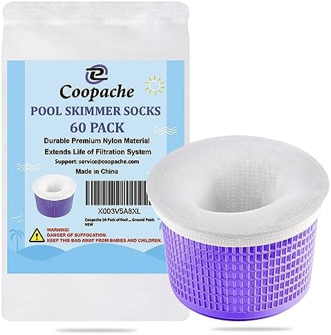 Coopache 60-Pack of Pool Skimmer Socks - Filters Baskets, Skimmers Cleans Debris and Leaves for In-Ground and Above Ground Pools