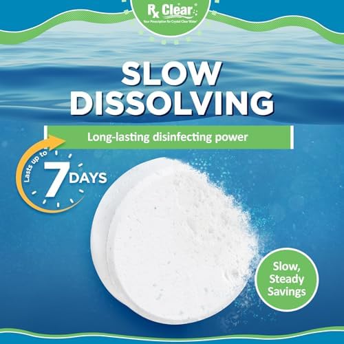 Rx Clear 3" Inch Chlorine Tabs | 5 Pounds | Individual Stabilized Chlorinating Tablets for Sanitizing Swimming Pools | Long Lasting, Slow Dissolving, and UV Protected