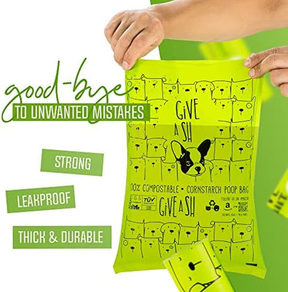 100% Certified Home Compostable Dog Poop Bags - 10% to Charity - ASTM D6400 & EN 13432 Compliant - 240 x Plant Based Compostable Poop Bags (16 Rolls)