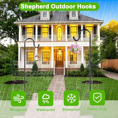 84" Shepherds Hooks for Outdoor, Heavy Duty Bird Feeder Pole with 7 Prongs Base for Hanging Lantern, Hummingbird Feeder, Plant Baskets, Shepherds Hook for Bird Feeders for Outside, 1 Pack