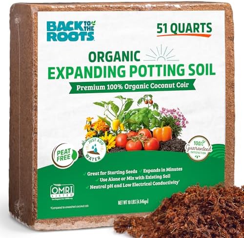 Back to the Roots Organic Coir, 51 Quart Expanding Soil, Great for Seeds and Potting