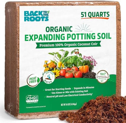 Back to the Roots Organic Coir, 51 Quart Expanding Soil, Great for Seeds and Potting