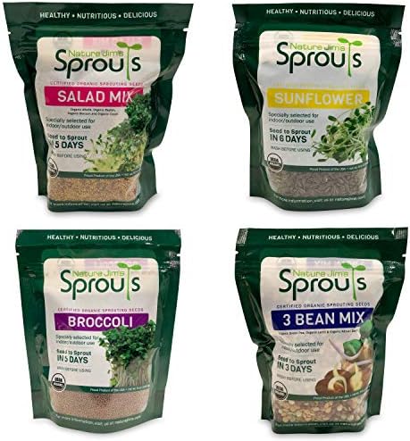 Nature Jims Sprouts Broccoli Sprout Seeds - Certified Organic for Indoor/Outdoor Use - Rich in Sulforaphane Healthy, Nutritious Broccoli Seeds Sprout in 5 Days - 8oz