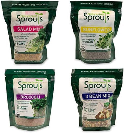 Nature Jims Sprouts Broccoli Sprout Seeds - Certified Organic for Indoor/Outdoor Use - Rich in Sulforaphane Healthy, Nutritious Broccoli Seeds Sprout in 5 Days - 8oz