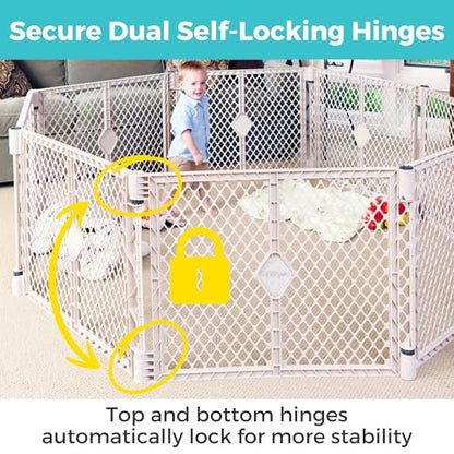 Toddleroo by North States - Superyard Baby Play Yard: Freestanding 8-Panel Baby Playpen - Indoor or Outdoor Use - Made in USA - Encloses Up to 34.4 Square Feet - 26 Inches Tall - Sand