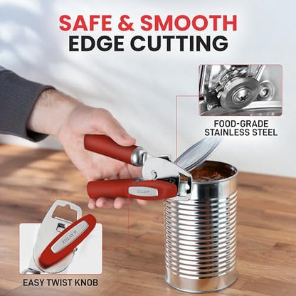 Zulay Kitchen Manual Can Opener with Bottle Opener with Turn Knob