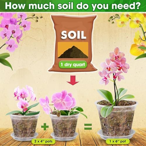 [Upgraded] DUSPRO Orchid Potting Mix for Repotting with Forest Moss, Pine Bark, Perlite & Pumice Natural Ingredients, Orchid Bark Potting Mix, Orchid Repotting Kit Drainage Indoor Potting Medium 2QT