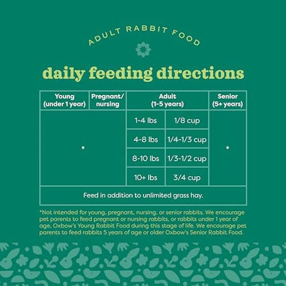 Oxbow Essentials Rabbit Food, Adult Rabbit, Made with Oxbow Timothy Hay, Pet Pellets with Vitamins & Minerals, Small Animal Pet Products, Bunny Supplies, Made in USA, Bunny Food, 5 lb