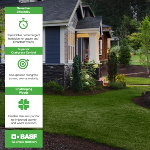 BASF Drive XLR8 Crabgrass Killer for Lawn & Turf, Post Emergent Grassy & Broadleaf Weed Control, Active Ingredient Quinclorac, 30 Day Residual, Herbicide, Concentrate 64 Ounce