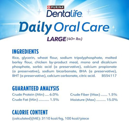 DentaLife Daily Oral Care Dog Treats for Large Dogs 40 plus lbs., Chewy Dental Treat to Freshen Breath and Fight Tartar, Chicken Flavor, 36 oz., 30 Chews - 30 ct. Pouch