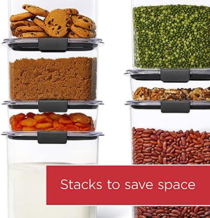 Rubbermaid Brilliance 16-Cup Airtight Food Storage Container with Lid Clear/Grey - optimal for pantry organization flour sugar and food storage