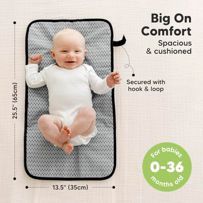 KeaBabies Portable Diaper Changing Pad, Easy Wipe Clean - Foldable Waterproof Baby Changing Mat for Diaper Bag, Compact, Lightweight, Baby Changer Travel Essential, Machine Washable (Black Geo)