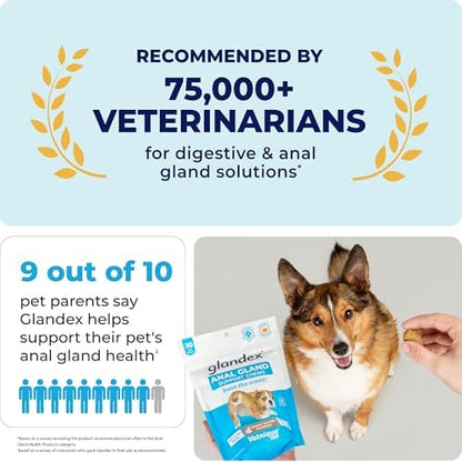 Vetnique Glandex Anal Gland Soft Chew Treats with Pumpkin for Dogs Digestive Enzymes, Probiotics Fiber Supplement for Dogs Boot The Scoot (Peanut Butter Chews, 60 Count)