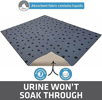 Drymate XL Original Cat Litter Mat, Contains Mess from Box, Protects Floors, Urine-Proof, Machine Washable, Soft on Kitty Paws, Absorbent, Waterproof (USA Made, Recycled Content) (28”x36”)(GreyStripe)