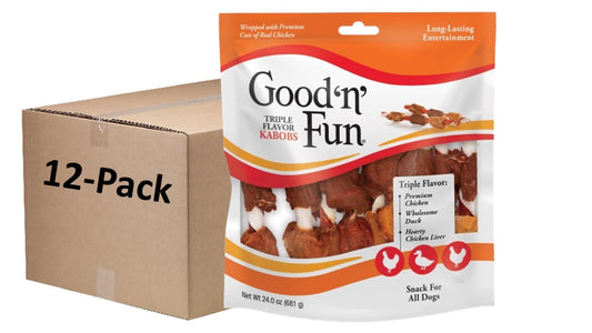 Good'n'Fun Triple Flavored Rawhide Kabobs for Dogs 36 Count (Pack of 12)