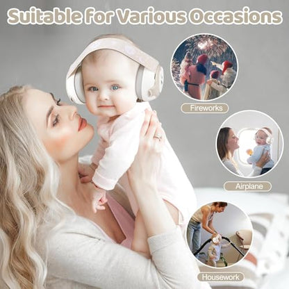Baby Headphones-Infant Ear Protection for Babies 0-36 Months, 25dB NRR Baby Noise Cancelling Headphones with Little Bear Design,Travel Essentials for Airplane/Improves Sleep/Outdoor