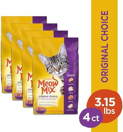 Meow Mix Original Choice Dry Cat Food, 3.15 Pound (Pack of 4)