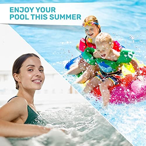 JNW 7-in-1 Pool Test Strips, 150 Quick & Accurate Test Strips for Pool Water, Spa Test Strips for Hot Tub, Chlorine Test Strips, Bromine, pH, Alkalinity, Hardness & More - Swimming Pool Test Kit