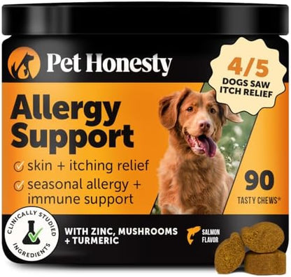 Dog Allergy & Itch Relief - Advanced Itch Supplement with Probiotics for Dogs - Immune Support & Skin Relief for Seasonal Allergies - Natural Itchy Skin & Paw Relief - (Salmon, 90 Ct)