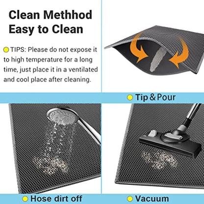 Pieviev Cat Litter Mat Double Layer Waterproof Urine Proof Trapping Mat 1 Pack (Gray, 24x15 Inch (Pack of 1))