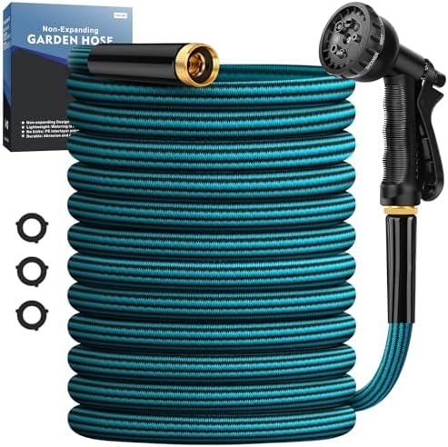 Garden Hose 50ft, Non-Expanding Water Hose Ultra Lightweight, Kink-Free, Sturdy, Flexible, Abrasion Resistant Hose for Yard, Lawn, Outdoor, Marine and Camper