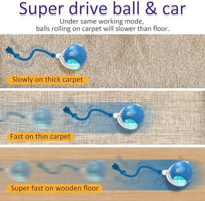 Interactive Cat Toys Ball for Indoor Cats Fast Rolling on Carpet, Chirping & Motion Activate Cat Toys (Blue)