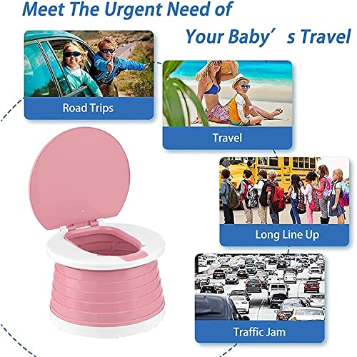 portable, foldable potty seat for toddler, Training Toilet Seat Emergency Toilet for Car, Camping, Outdoor, indoor (pink, small)