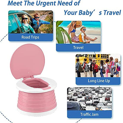 portable, foldable potty seat for toddler, Training Toilet Seat Emergency Toilet for Car, Camping, Outdoor, indoor (pink, small)