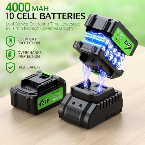 Electric Leaf Blower Cordless, 900,000 RPM, 2 x 4.0Ah Batteries & Charger, Handheld Leaf Blowers for Lawn Care, 5 Speed Mode, Portable Lightweight Grass Blower for Yard, Patio & Outdoor Use (Gray)