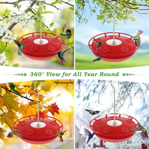 FEED GARDEN 2 Pack 16 OZ Hummingbird Feeders for Outdoor 5 Feeder Ports Ant Bee Proof Leak-Proof Cleaning Brushes Nectar Easy Clean Fill Bird Feeder for Garden Red Décor Gifts for Mom