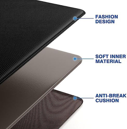 StepRite Kitchen Mats, 2PCS Kitchen Rugs, Cushioned Anti Fatigue Kitchen Mats for Floor, Non-Slip Standing Desk Mat, Waterproof Kitchen Rug Set for Kitchen, Floor, Office, 17.3"x30"+17.3"x47", Black