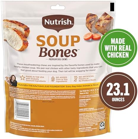 Nutrish Soup Bones Premium Dog Chews with Real Chicken and Veggies, 11 Chews, Packaging May Vary (Rachael Ray)