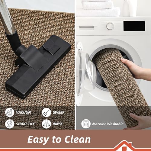 BEQHAUSE Dirt Trapper Door Mat 20" x 32", Non-Slip Washable Doormats Entrance Mat, Dirt Resistant and Absorbent Welcome Mat, Low Profile Floor Mats for Front Back Door and Entryway, Beige