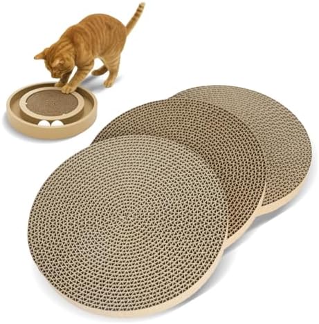 Best Pet Supplies Cat Scratcher Replacement Pads - Cardboard Cat Scratcher Pad, Relieves Stress, Supports Pet Behaviors, 3 Count