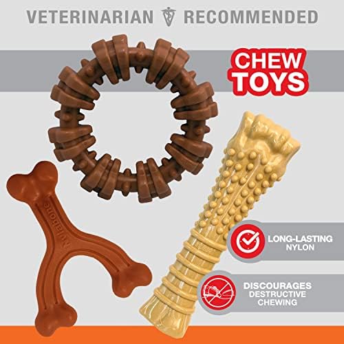 Nylabone Customer Favorites Power Chew Toy Bundle for Dogs, Indestructible Dog Toys for Aggressive Chewers, Pack of 3 Dog Toys, Flavor Medley, Large Dogs - Up to 50 lbs, 3 Pack