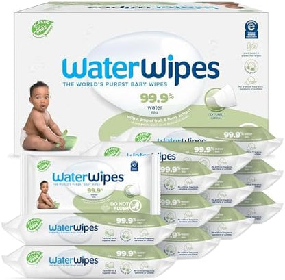 WaterWipes Textured Clean, Toddler & Baby Wipes, 99.9% Water, 3-In-1 Cleans, Cares, Protects, Unscented & Hypoallergenic, 720 Count (12 Packs), Packaging May Vary