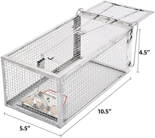 Kensizer Humane Rat Trap, Chipmunk Rodent Trap That Work for Indoor and Outdoor Small Animal - Mouse Voles Hamsters Live Cage Catch and Release 1-Pack