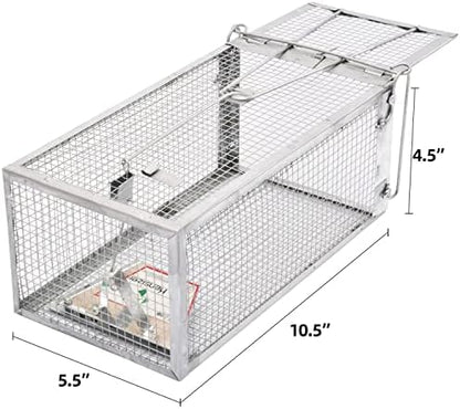 Kensizer Humane Rat Trap, Chipmunk Rodent Trap That Work for Indoor and Outdoor Small Animal - Mouse Voles Hamsters Live Cage Catch and Release 1-Pack