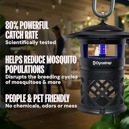 DynaTrap DT2030SR Fly Traps Outdoor - Mosquito & Flying Insect Killer for 1 Acre – Kills Flies, Gnats, Wasps - Bug Zapper Alternative - Black