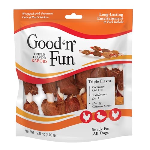 Good'N'Fun Triple Flavored Rawhide Kabobs for Dogs