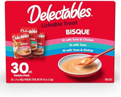 Hartz Delectables Bisque Variety Pack Lickable Cat Treat, 30 Count (Pack of 1)