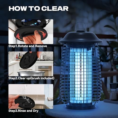 Bug Zapper Indoor & Outdoor, 4200V Electric Mosquito Zapper, 10 Years Lifespan, 6.5ft Power Cord, Waterproof, Fly Trap Mosquito Trap, Fly Killer Fly Zapper for Home, Patio, Kitchen, Backyard, Camping