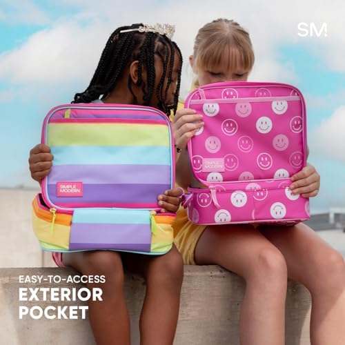 Simple Modern Disney Kids Lunch Box for School | Reusable Insulated Lunch Bag for Toddler, Girl, and Boy | Meal Containers with Exterior & Interior Pockets | Hadley Collection | Princess Rainbows