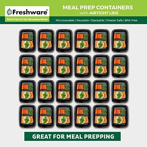 Freshware Meal Prep Containers [50 Pack] 1 Compartment with Lids, Food Storage Containers, Bento Box, BPA Free, Stackable, Microwave/Dishwasher/Freezer Safe (28 oz)