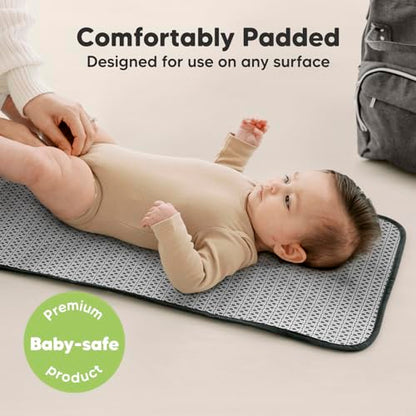 KeaBabies Portable Diaper Changing Pad, Easy Wipe Clean - Foldable Waterproof Baby Changing Mat for Diaper Bag, Compact, Lightweight, Baby Changer Travel Essential, Machine Washable (Black Geo)
